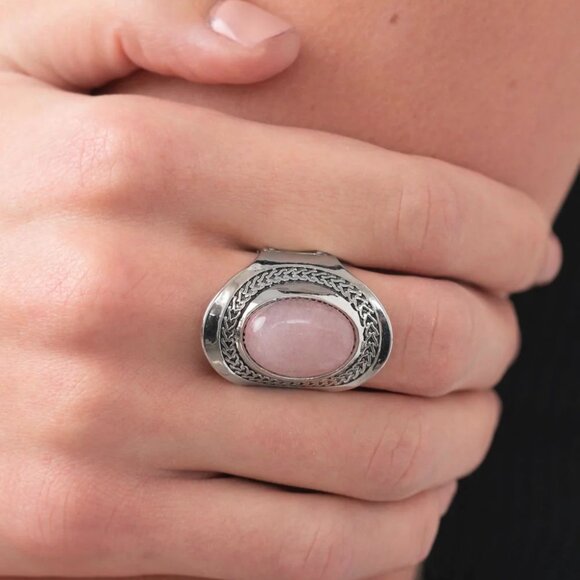 Paparazzi Jewelry Accessories - Rockable Refinement - Pink Ring - Vintage - Picture 3 of 4